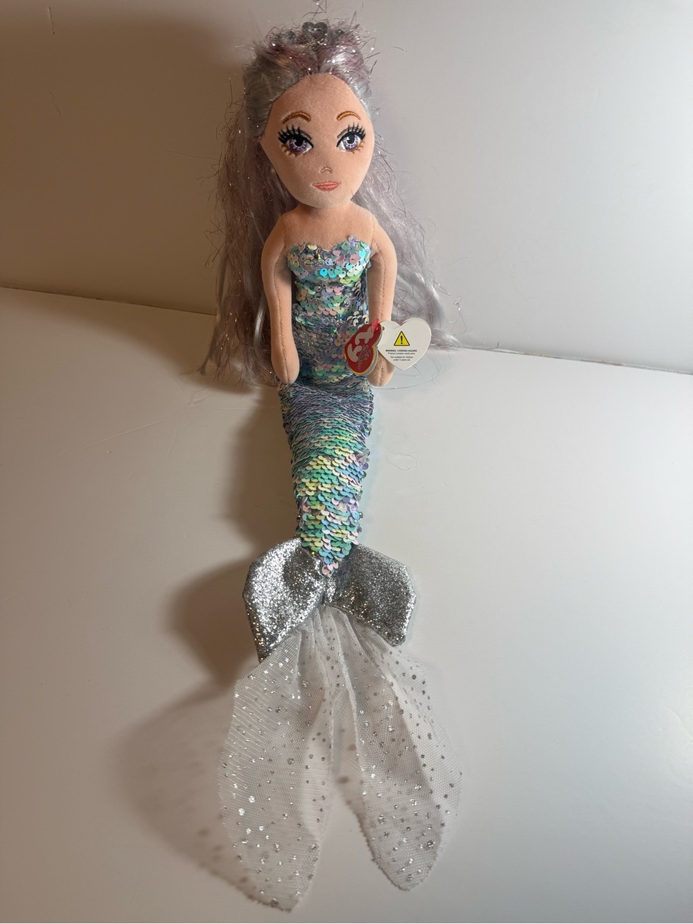2020 Ty ATHENA Sea Sequins Platinum Mermaid Color Changing 18" Plush with TAG